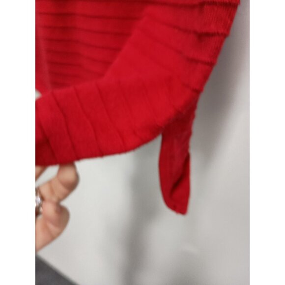 White House Black Market Womens Sweater XS Red Ribbed Slit Cowl Neck Pullover - Picture 6 of 10